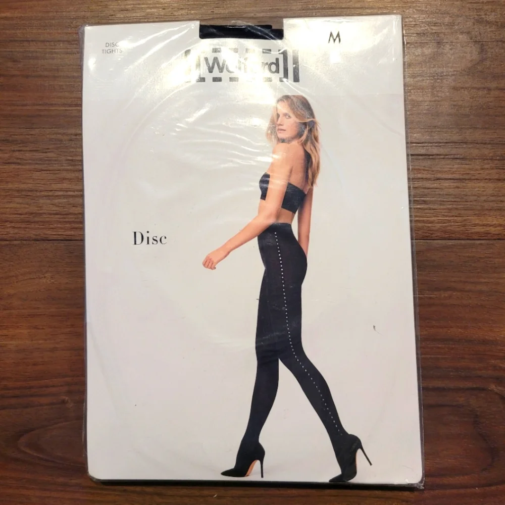 Wolford Dise DISC Tights Black/Silver Medium New